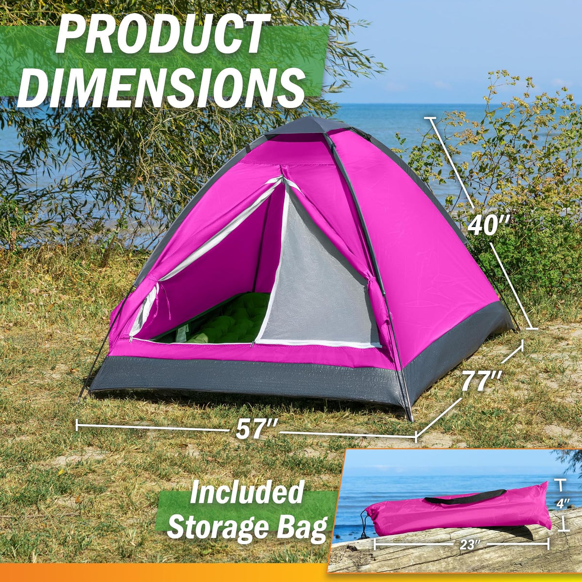 Wakeman Tents Tienda de campaña para Exteriores con Mosca de Lluvia y Bolsa de Transporte