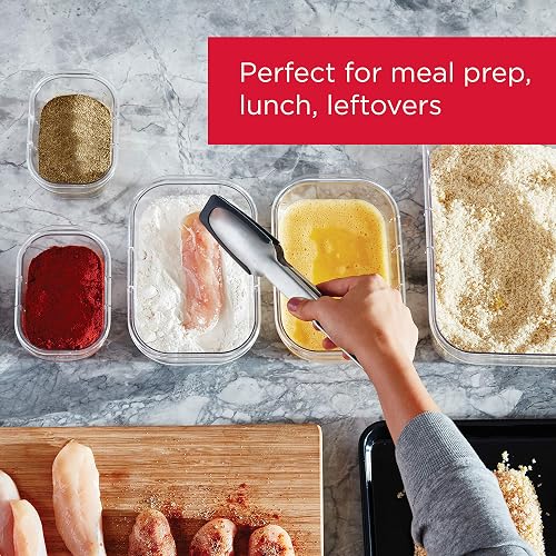 Rubbermaid Recipientes de almacenamiento de alimentos con tapas para almuerzo, preparación de comidas y sobras, aptos para lavaplatos, 1.3 tazas, transparente/gris