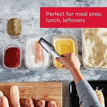 Rubbermaid Recipientes de almacenamiento de alimentos con tapas para almuerzo, preparación de comidas y sobras, aptos para lavaplatos, 1.3 tazas, transparente/gris