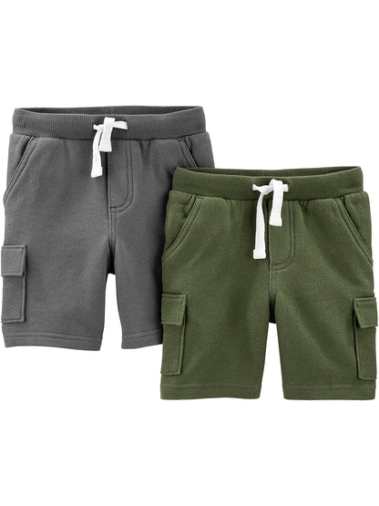 Carter's Pantalones Cortos para Bebé Niño, Paquete de 3 - Verde oliva - 12 Meses