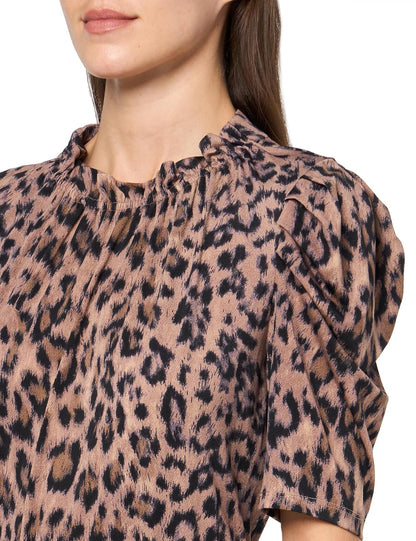Adrianna Papell Vestido de Manga Corta con Cuello con Volantes Vestido para Mujer