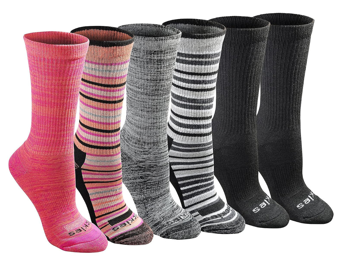 Dickies Dri-Tech Calcetines para Mujer Paquete de 6 - M - Rayas (6 pares)