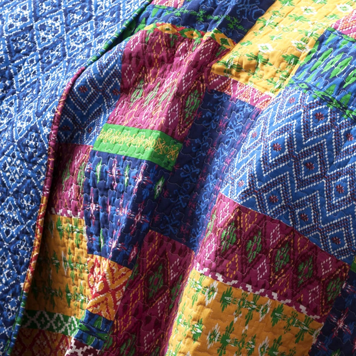 Lush Decor Misha - Juego de edredón de 3 Piezas, Color Fucsia, matrimonial/Queen, Color fucisa/Azul Marino