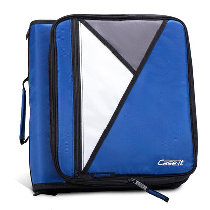 Case-it - Carpeta universal con cierre, bolsillo acolchado con juntas tóricas de 2 pulgadas que soporta hasta 13 portátiles/tablet, múltiples bolsillos, capacidad de 400 páginas, viene con correa para