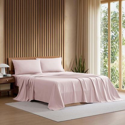 Lacoste Juego de Sábanas de Percal 100% Algodón - Rosa helado - Queen