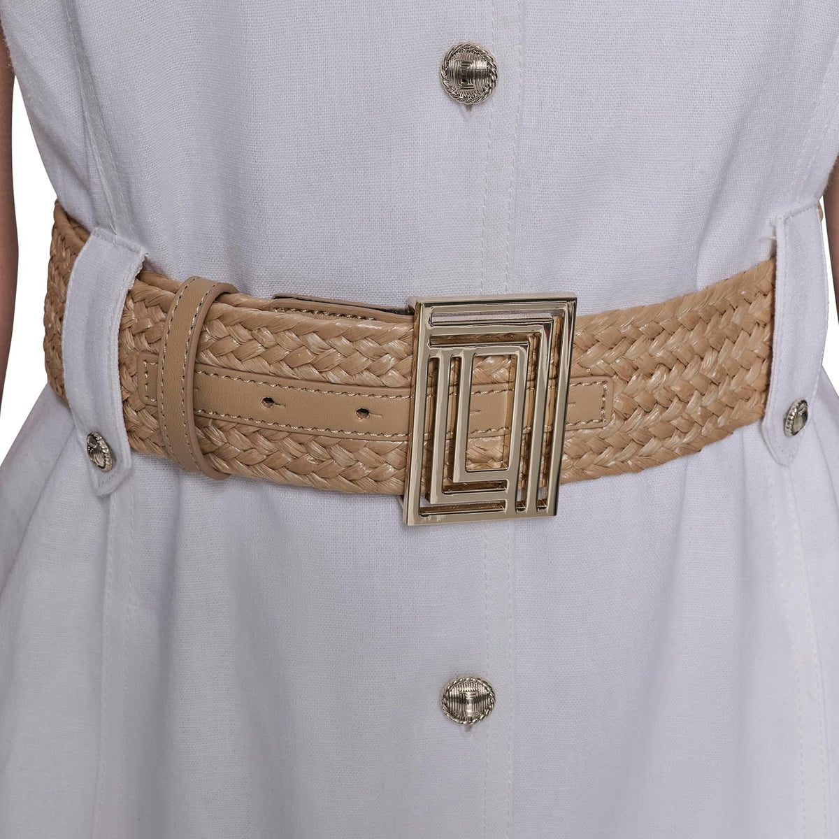 KARL LAGERFELD Light Collared Short Sleeve Midi Dress Vestido Mujer