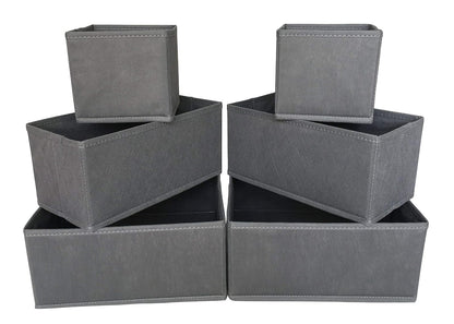 Sodynee - Caja de almacenamiento de tela plegable SCD6SBL, organizadora de armario, tocador, cubo, papeleras, compartimentos con cajones para ropa interior, sujetadores, calcetines, corbatas, bufandas, paquete de 6, gris