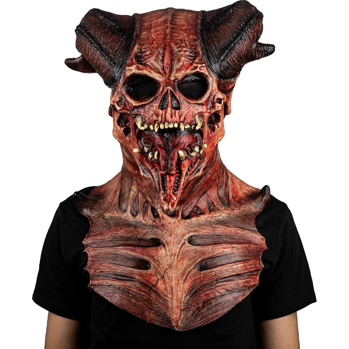 Ghoulish Productions Máscara De Látex Astaroth Devil´s, Accesorio Cosplay Calavera Demonio Rojo, Disfraz Aterrador para Halloween y Fiestas Temáticas, Cosplay Demonio con Cuernos, Diseño Artesanal