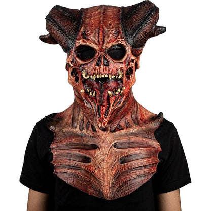 Ghoulish Productions Máscara De Látex Astaroth Devil´s, Accesorio Cosplay Calavera Demonio Rojo, Disfraz Aterrador para Halloween y Fiestas Temáticas, Cosplay Demonio con Cuernos, Diseño Artesanal