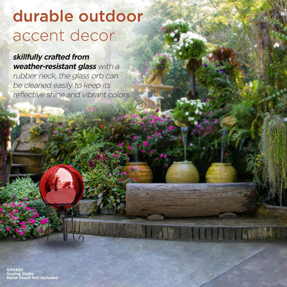 Alpine Corporation Globo de Vidrio para Interior/Exterior de 10" de Diámetro, Decoración de Jardín, Color Rojo