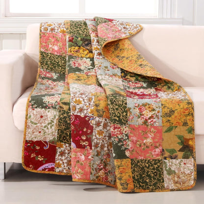 Greenland Home Antique Chic 100% algodón Manta Decorativa Patchwork auténtico, Tamaño 152 x 127 cm, Multicolor