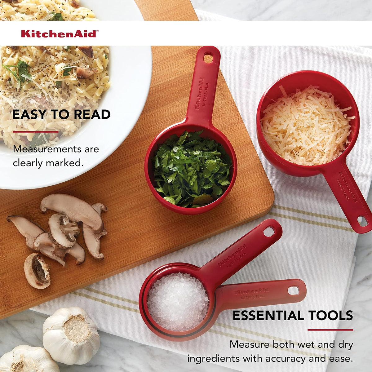 KitchenAid Juego de tazas medidoras universales, 4 piezas, Empire Red