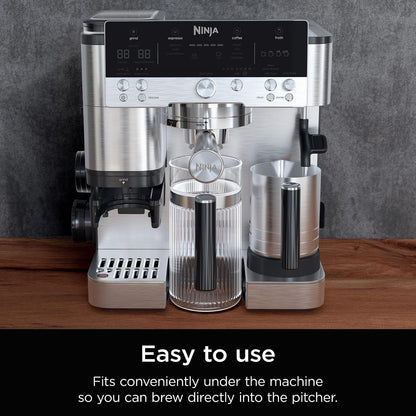 Ninja Café Luxe Jarra Compartible XSKSHRBLEPTCHR | 28 oz, de vidrio, caliente o helado, para espresso y café, accesorios máquina espresso