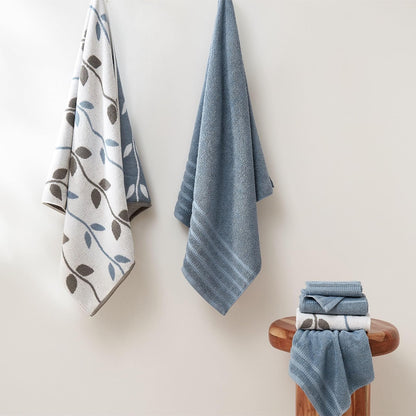 Modern Threads Organic Vines - Juego de 6 Toallas de algodón 100% – Hilo teñido Jacquard y sólido – Incluye 2 Toallas de baño, 2 Toallas de Mano, 2 paños – Absorbente, de Secado rápido, Suave y