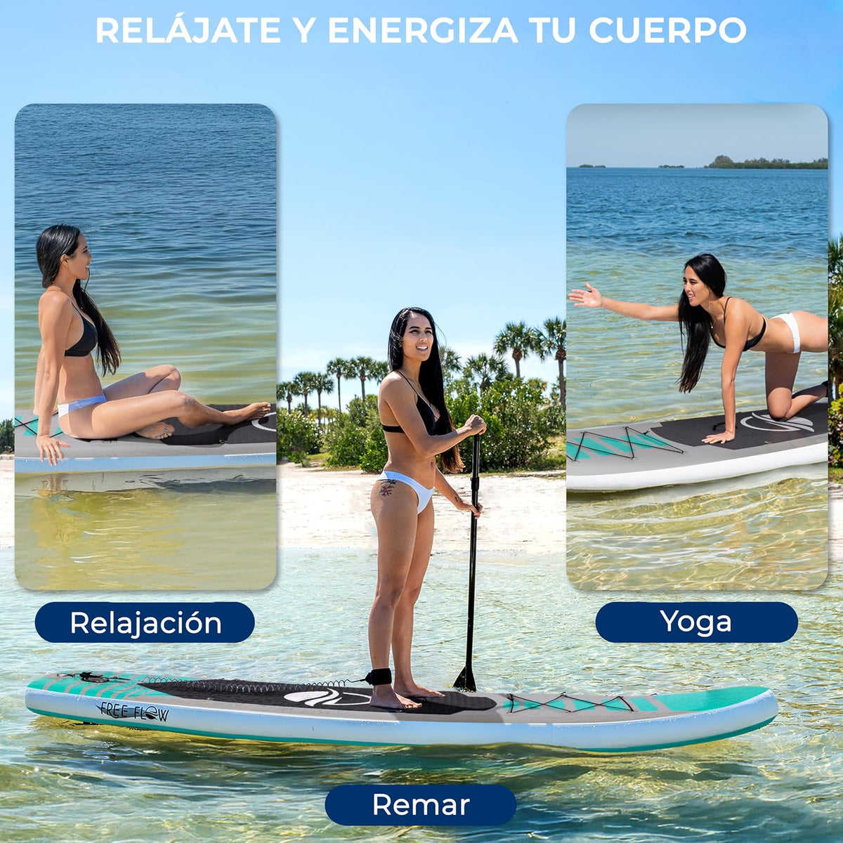 SereneLife - Tabla de Remo Inflable Ultraligera con Accesorios de Sup de Primera Calidad, diseño Extra Ancho Estable con Almohadilla Antideslizante de EVA para jóvenes y Adultos de Todos los Niveles