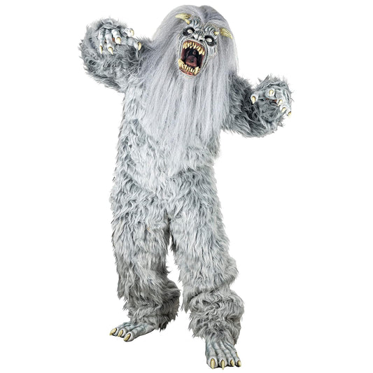 Ghoulish Productions Mega Costume, Disfraz Completo Yeti Hombre de las Nieves, Botarga 4 piezas Mascara Botarga Garras Patas, Talla Adultos