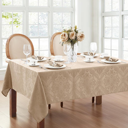 Elrene Home Fashions Caiden Elegance - Mantel de Tela Resistente al Agua, a Las Manchas y a Las Arrugas, Cuadrado de 52 x 52 Pulgadas, Color Gris Pardo