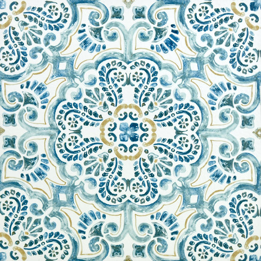 FloorPops FP2477 Fontaine - Azulejos de piso para despegar y pegar, color azul