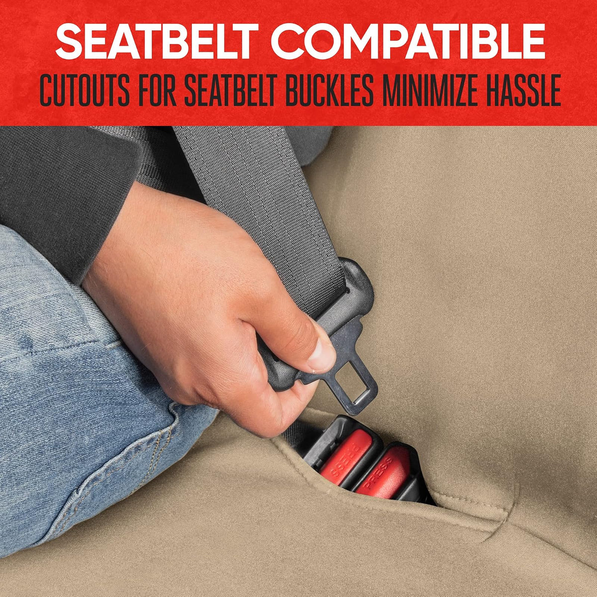 BDK - Funda para asiento trasero de automóvil Motor Trend AquaShield de color beige, impermeable, funda de asiento trasera acolchada de neopreno para automóviles, funda de asiento de automóvil