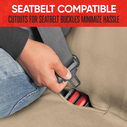 BDK - Funda para asiento trasero de automóvil Motor Trend AquaShield de color beige, impermeable, funda de asiento trasera acolchada de neopreno para automóviles, funda de asiento de automóvil