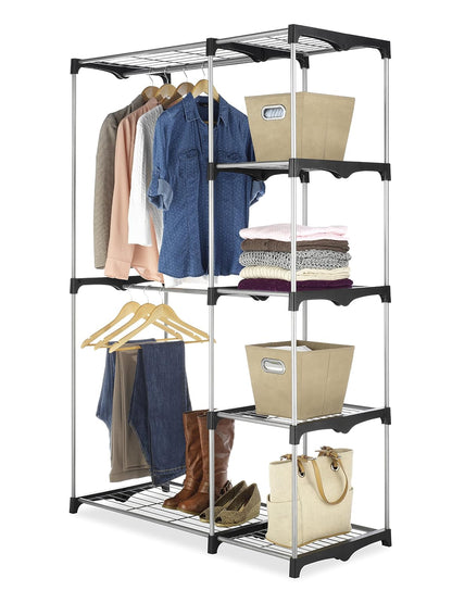 Whitmor 6779-3044 Double Rod Freestanding Closet with Steel and Resin Frame, 45.2 by 68-Inch, Silver by Whitmor