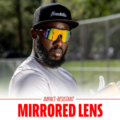 Franklin Sports - anteojos de sol de béisbol + softball - anteojos de sol deportivas para hombre + mujer, sombras abatibles + anteojos sin tirón