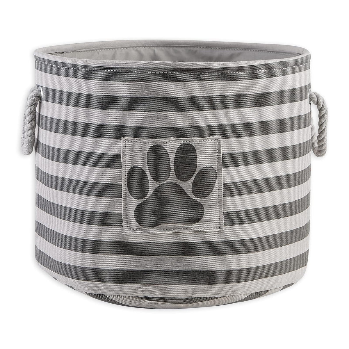 DII Bone Dry Pet Toy and Accessory Storage Basket for Home Décor & Everyday Use, gris (Rectangle Striped Gris) - Round Medium - Striped Gris