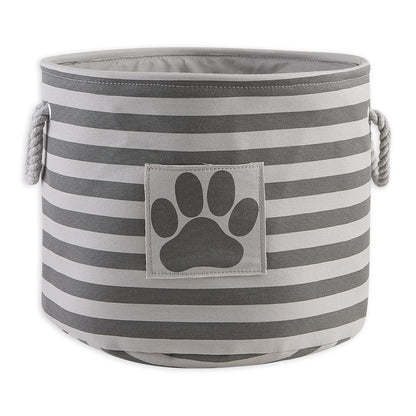 DII Bone Dry Pet Toy and Accessory Storage Basket for Home Décor & Everyday Use, gris (Rectangle Striped Gris) - Round Medium - Striped Gris