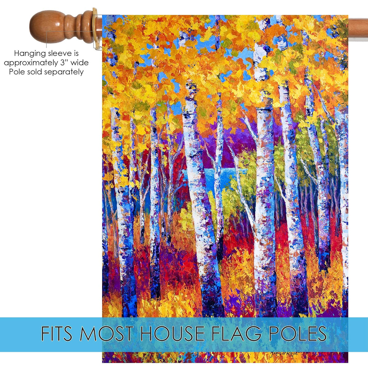 Toland Home Garden Blissful Birches 71.1 x 101.6 cm Decorativo Colorido Multicolor otoño árbol casa Bandera