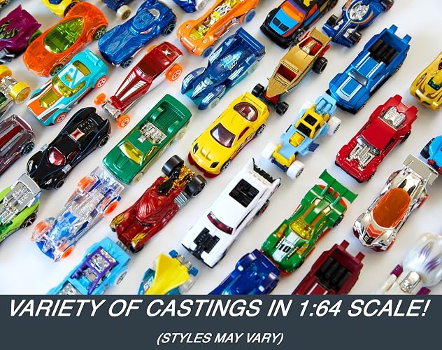 Hot Wheels Die Cast Basics Vehículo de Juguete Paquete de 50 Autos con una fantástica decoración para niños de 3 años en adelante