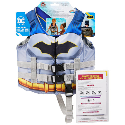 SwimWays DC Swim Trainer Life Jacket, US Coast Guard Approved Life Vest Kids Swim Vest, Pool Floats & Life Jackets for Kids 33-55 lbs, Batman
