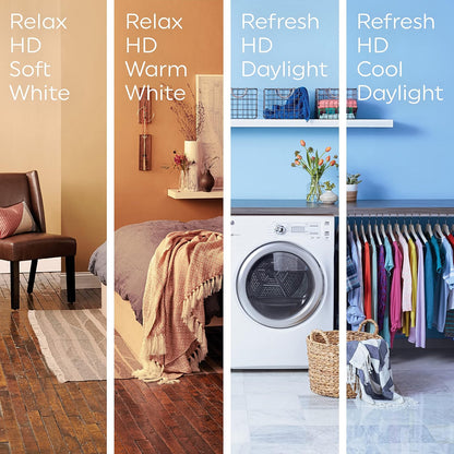 GE Frosted Relax HD 60 W, luces blancas suaves, CA11 bombillas (paquete de 2)