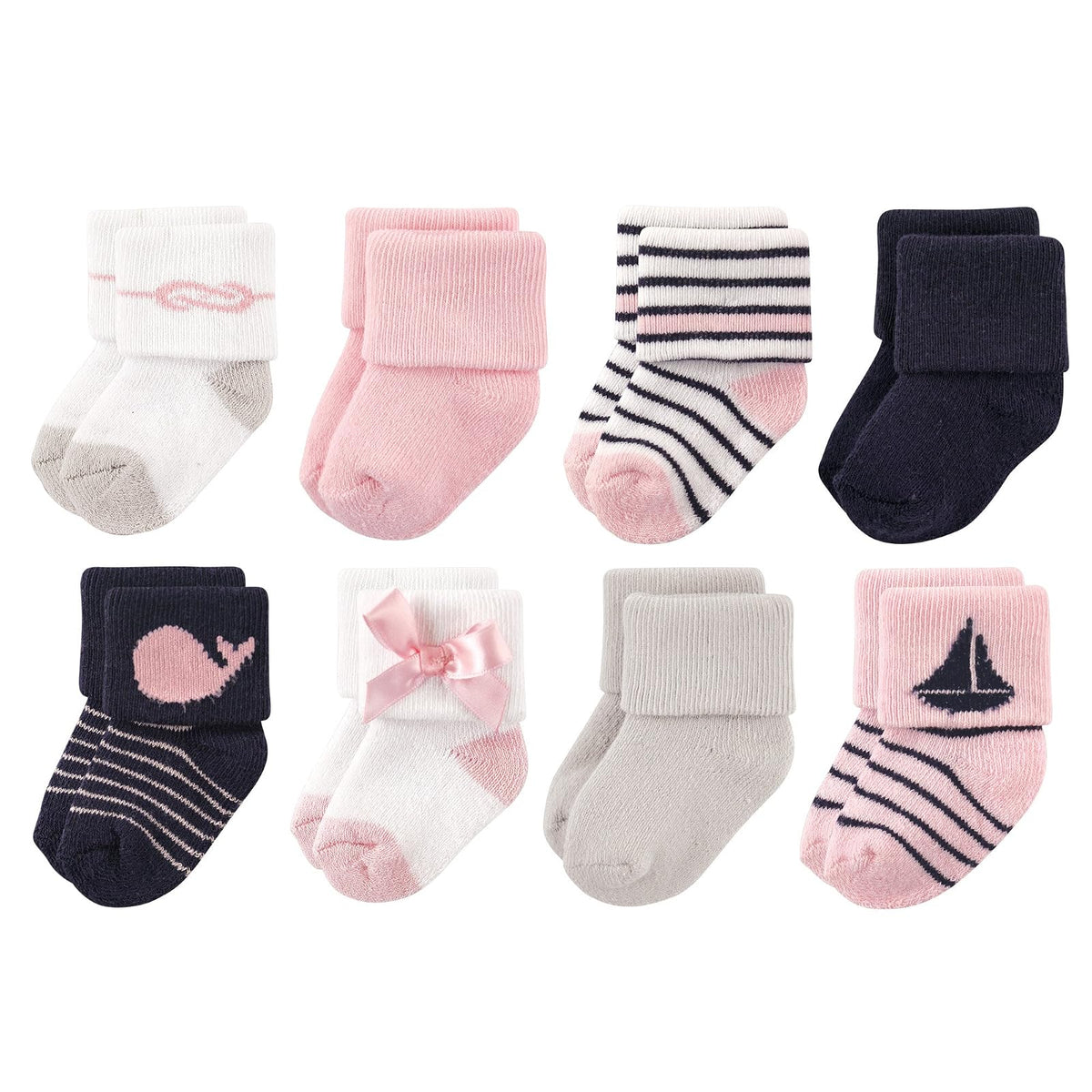 Luvable Friends Paquete de 8 Calcetines de Rizo para Bebé, Unisex - 0-6 Meses - Velero paquete de 8