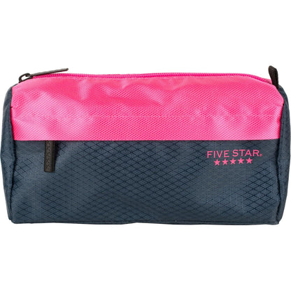 Five Star - Estuche para lápices, estuche para bolígrafos, bolsa con cierre de 9 bolsillos, organizador de almacenamiento para suministros escolares, auriculares, cargadores, cables, maquillaje, azul - Azul Marino - Rosa