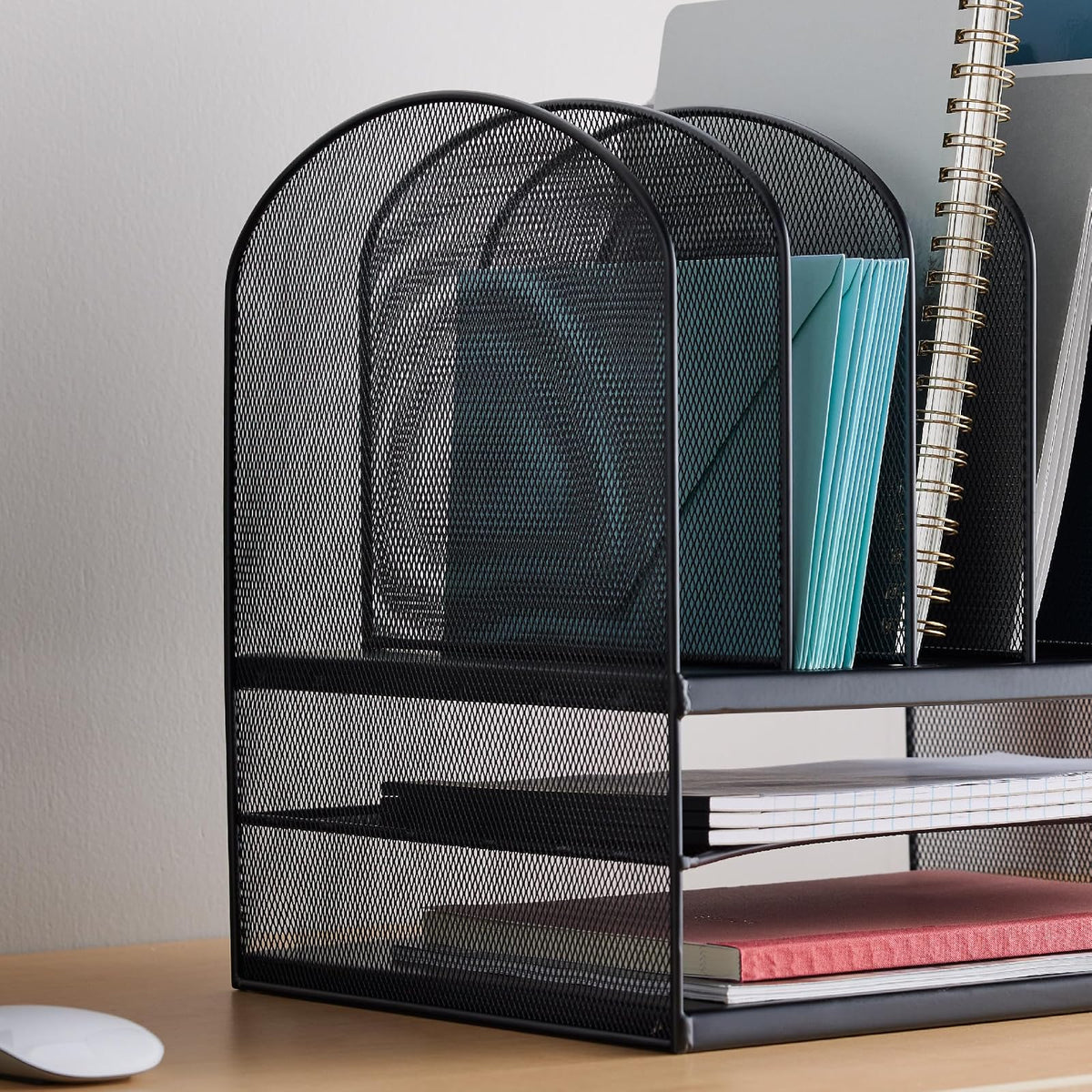 Safco 3255BL Onyx Mesh Desk Organizer, Black