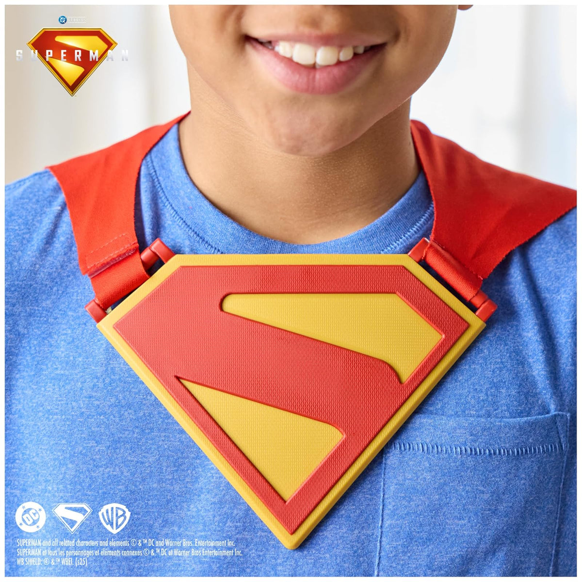 DC Comics, SUPERMAN Power Cape Set, Super Heroes Halloween Costume for Kids with Iconic Chest Plate for Ages 4 and Up