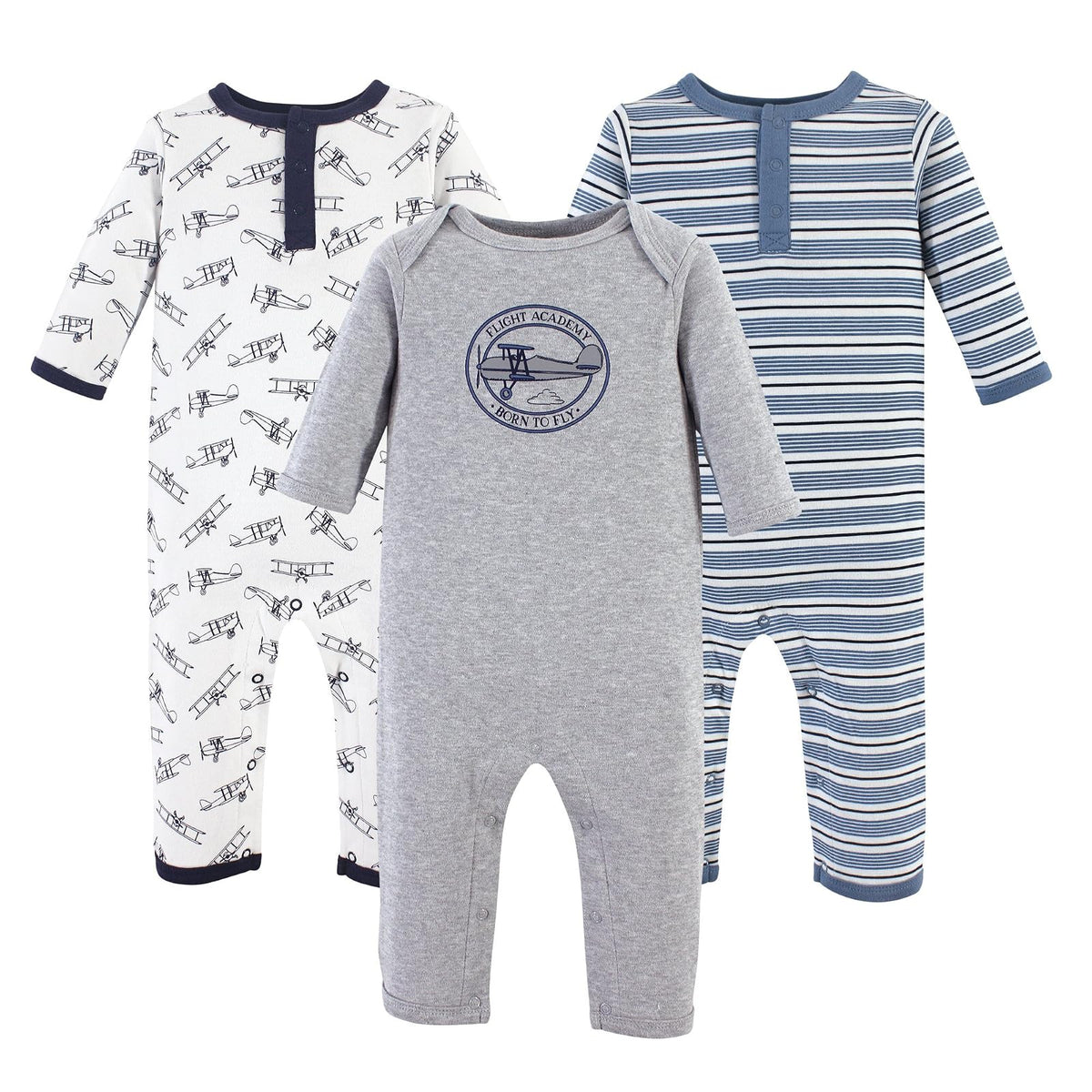 Hudson Baby Traje de Algodón para Bebé Paquete de 3 - Bebé - 18-24 Meses - Aviation