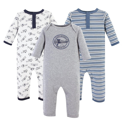 Hudson Baby Traje de Algodón para Bebé Paquete de 3 - Bebé - 18-24 Meses - Aviation