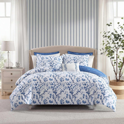Laura Ashley Elise Bonus Comforter Set, King, Blue