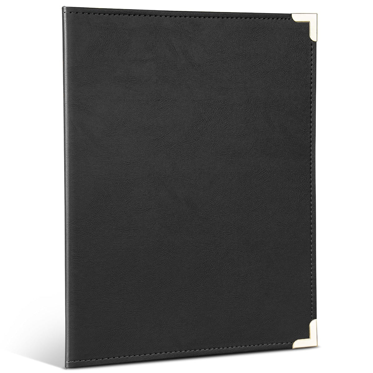 Samsill Classic Collection - Portafolio de trabajo con esquinas de latón, tamaño carta, con forro y bloc de escritura, negro, Plano, Negro