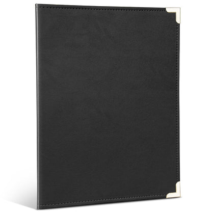 Samsill Classic Collection - Portafolio de trabajo con esquinas de latón, tamaño carta, con forro y bloc de escritura, negro, Plano, Negro