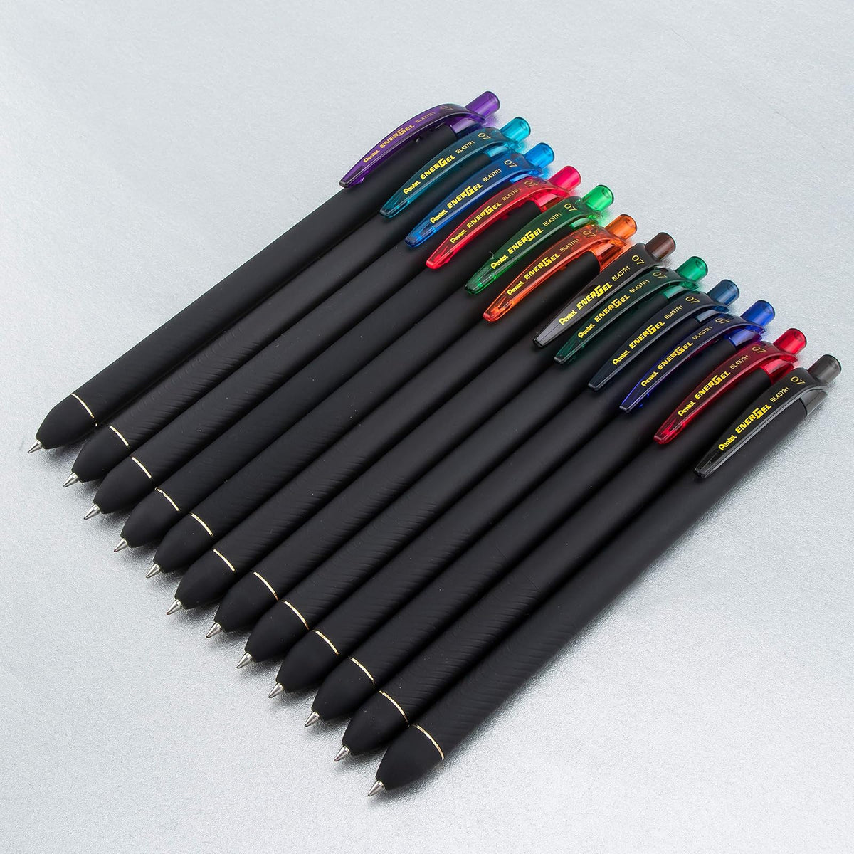 Pentel EnerGel Kuro Bolígrafo de gel líquido, línea media de 0,7 mm, tinta surtida, paquete de 8 (BL437R1BP8M)