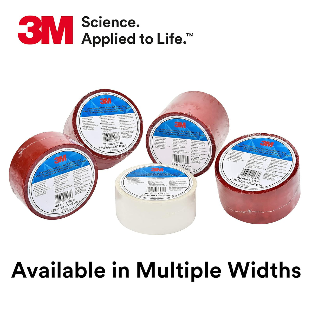 3M Construction Seaming Tape 8087 Red, 72 mm x 50M, 2 13/16 in x 55 yd (Pack of 1)