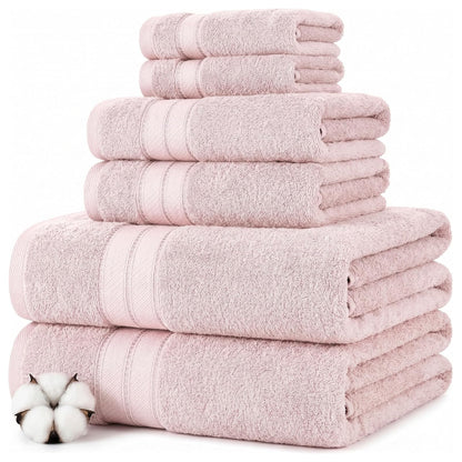 Modern Threads - Juego de Toallas de 6 Piezas 100% algodón Peinado, Toallas de baño, Toallas de Mano y paños de baño, súper absorbentes y de Secado rápido, 600 g/m², Suave y Afelpada, Rubor - 6 Pcs Towel Set - Blush