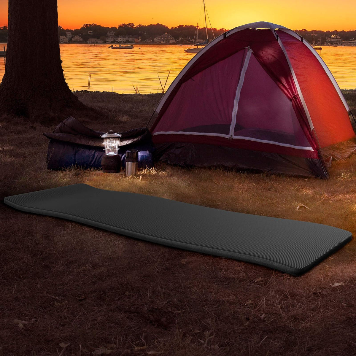Wakeman Outdoors - Almohadilla de Dormir de Espuma para Acampar, Gruesa, Impermeable, con Correas de Transporte para cunas, Tiendas de campaña o Fiestas de Pijamas