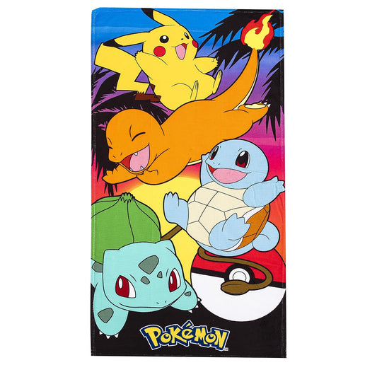 NORTHWEST - Toalla de Playa de Pokémon, Pikachu Charmander Squirtle Bulbasaur, Suave y Absorbente, 30 x 60 Pulgadas, Sunset Pokemon