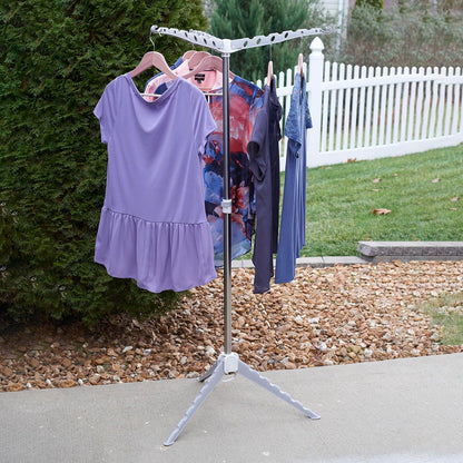 Household Essentials 5006-1 Simple Indoor Tripod Clothes Drying Rack with Carrying Handle for Laundry | Grey, Small,
