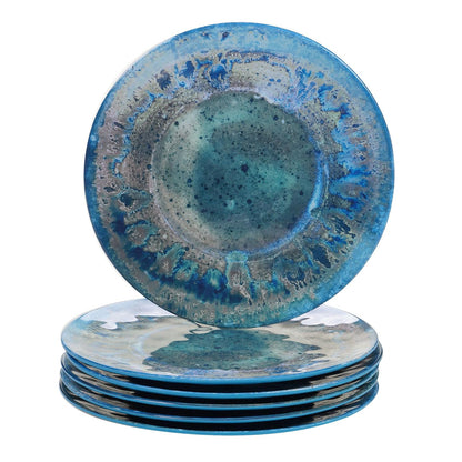 Certified International Radiance - Plato de cena de melamina verde azulado de 11 pulgadas, grande, multicolor, juego de 6