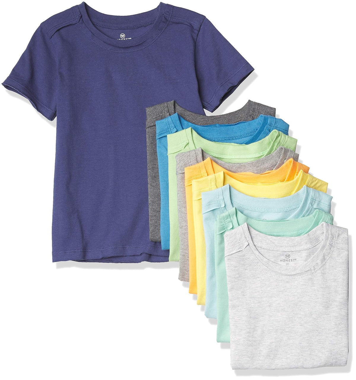 HonestBaby Playeras Manga Corta Algodón Orgánico Bebé, 10 Piezas - 2T - Paquete de 10 Rainbow Boy