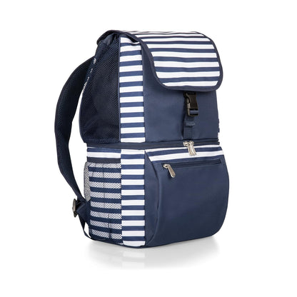 Picnic Time Zuma Insulated Cooler Backpack, Navy/White Stripes